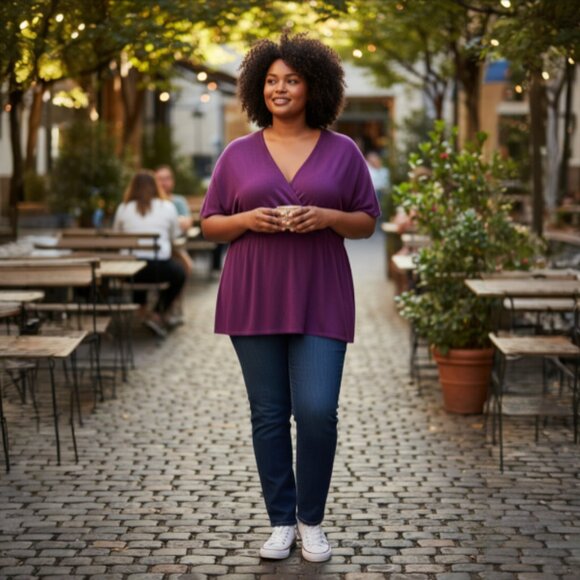 Eileen Fisher Tops - Eileen Fisher lagenlook purple tunic top, cotton/silk blend, 1X EUC